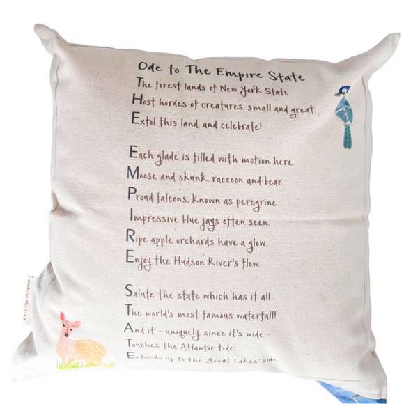 Uncommon Goods 'Ode to Home State' Pillow New York State NEW Orig $90 14x14 - Picture 2 of 4